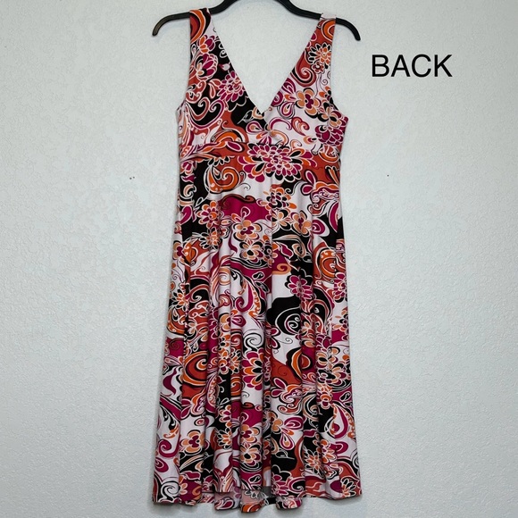 Metro 7 Size Medium (8-10) Orange Retro Surplice Sleeveless Dress - Picture 5 of 10